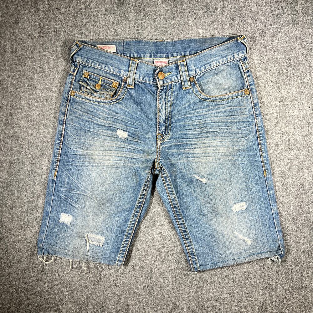 Y2K True Religion Billy Dark Hollow First Edition Cropped Denim Shorts 34
